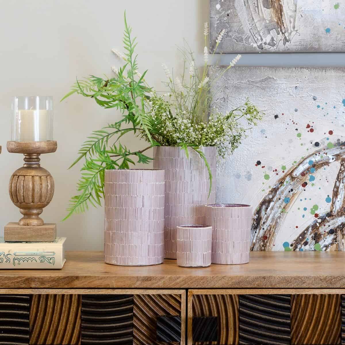 Bougeoir Rose Verre Céramique 13x10cm 2